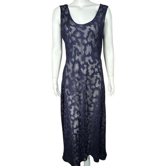 Vintage Victorias Secret Gown Dress Large Sheer Floral 90s Y2K Purple Gold Label - Picture 1 of 11